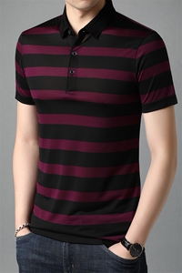 G8886 2021夏季新款T恤衫男POLO衫短袖桑蚕丝翻领图片