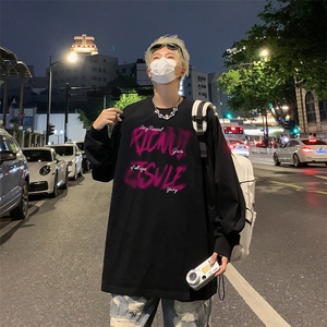 长袖T桖男女纯棉休闲潮牌潮流港风春秋季新款帅气宽松打底衫上衣图片