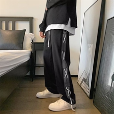 新款时尚潮男百搭宽松侧边抽绳休闲裤，男装休闲裤，四季星座218-1