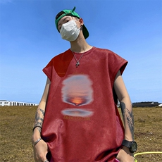 量大优供视频得物直播品220克夏季麂皮绒背心无袖T恤BJ210，男装T恤，电商A486