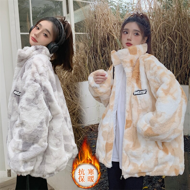 hiphop棉服潮牌冬季2025新款高级感加绒加厚羊羔毛棉衣C586-P100图片