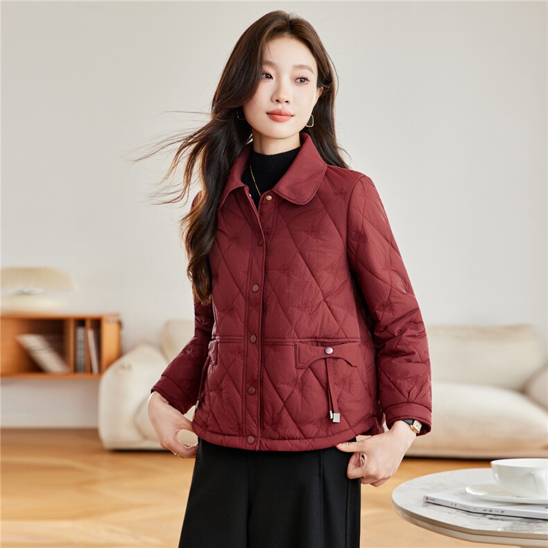 现货2025冬装新款修身保暖时尚刺绣女士棉服,女装棉衣/棉服,木子恋