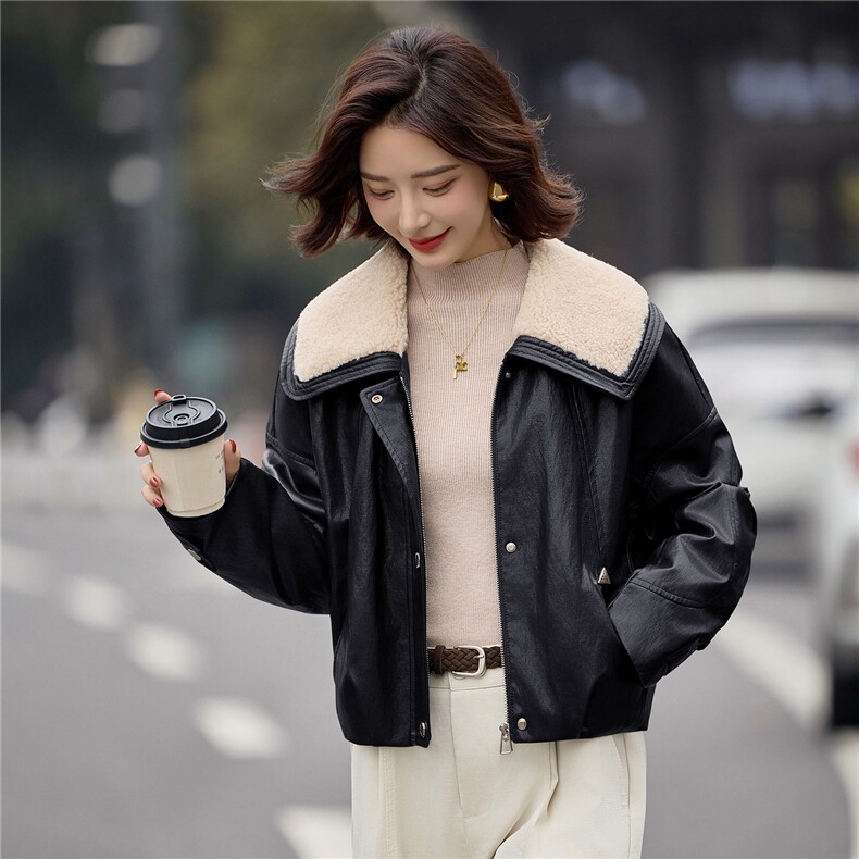 数据好90绒羽绒服。2025冬季新款PU皮羊羔毛领子90绒羽绒服外套女,女装短外套,E百度