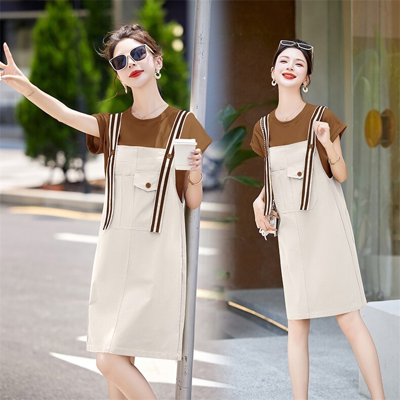 《大货已出》甜美时尚拼接工装背带裤两件套套裙,女装套装/套裙,辰辰家