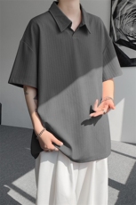 夏季新款男士肌理感冰丝短袖T恤翻领半袖T8110-P32，男装T恤，星座214-3