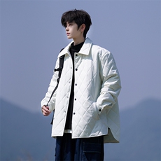 M3088-P70冬季新款菱形格翻领燕尾宽松棉衣，男装棉衣，星座109