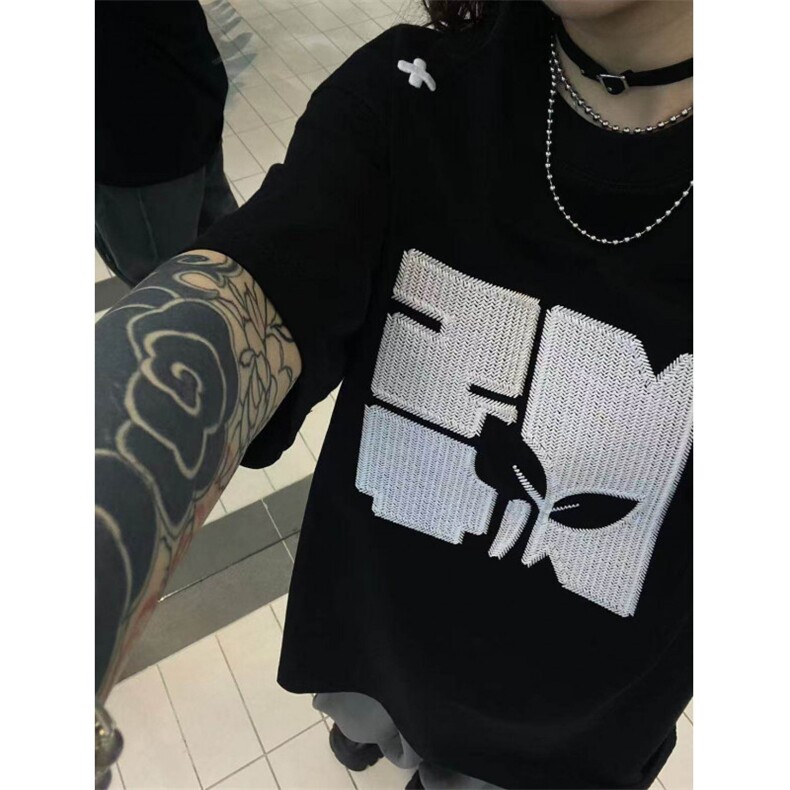 纯棉刺绣230克潮牌T恤男女短袖字母立体BT006-P35,男装T恤,星座412-1