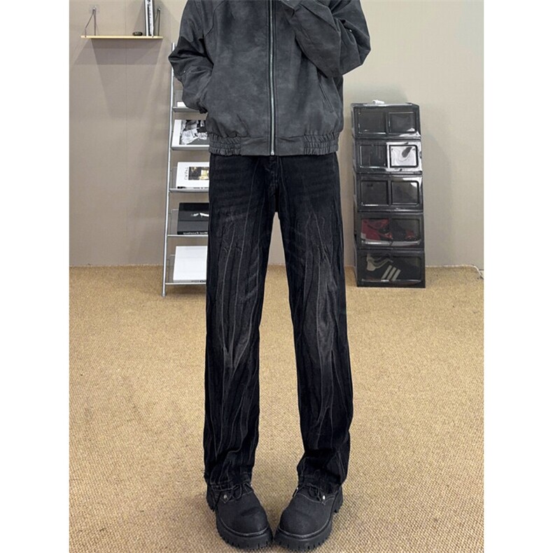 B221美式ins高街暗黑小众破洞修身微喇牛仔裤LK24158-P65控88,男装牛仔裤,电商B221