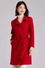 优雅时尚百搭简约气质女士保暖中长款羊毛外套，女装双面呢大衣，羊程大衣