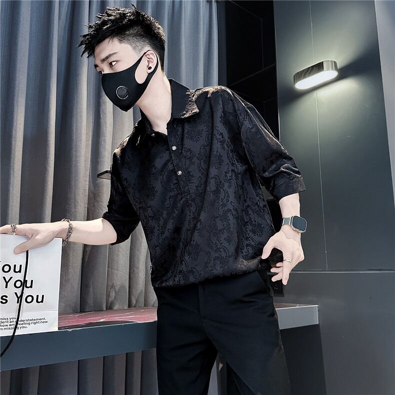 提花肌理感七分袖衬衫男潮牌社会小伙店主风301C-CS27-P58控78,男装衬衫,星座301C（原B323）