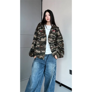 美式迷彩连帽夹克外套男拉链开衫宽松情侣卫衣潮25XJ55262特批60图片