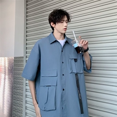 古巴领vintage短袖花衬衫男情侣古着复古宽松沙滩衬衣，男装衬衫，星座716-4