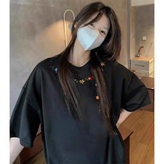 万针全刺绣工艺抖音得物高品质260克重磅纯棉双纱美式高街短袖T恤，男装T恤，电商A486