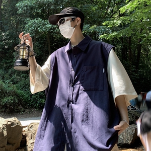 夏季日系男工装短袖衬衫痞帅高级感休闲假两件衬衣五分袖C085-P40图片