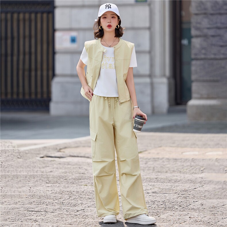 [大货]2026年夏季三件套女装T恤长裤马甲休闲套装,女装套装/套裙,微微衣阁