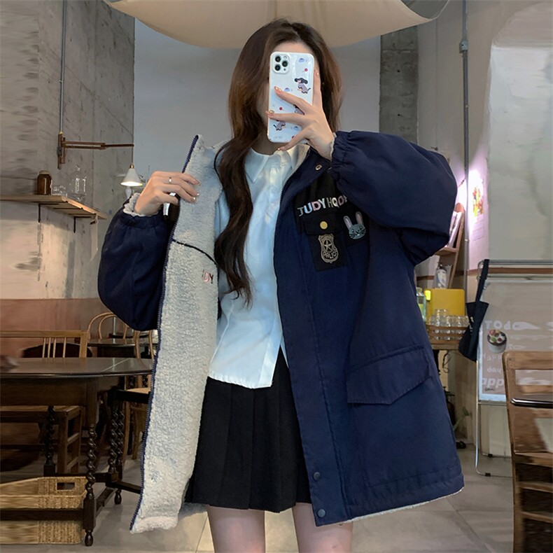 双面穿棉服冬季撞色立领外套宽松新款羊羔毛学院风棉衣c777-p115,男装棉衣,星座911-2(原星座613-2）