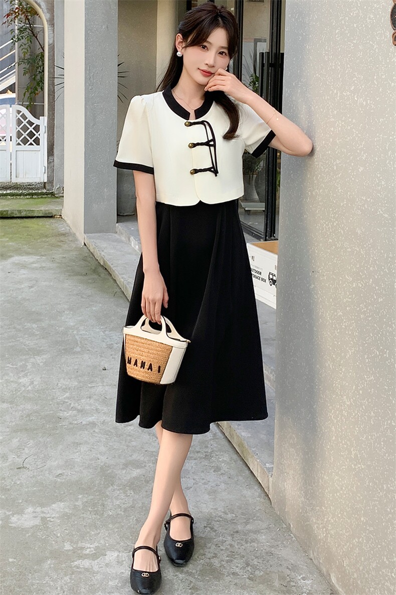 法式小香风吊带连衣裙女夏季2024新款新中式国风吊带裙,女装连衣裙,超帛