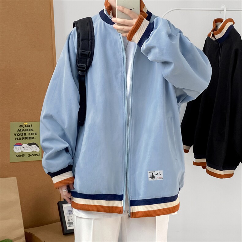 J602P30室内港风2024秋季三色领立领蝴蝶印花情侣学生外套夹克,男装夹克,电商A026-1