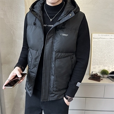 短款连帽羽绒马甲男休闲日系面包服保暖外套马夹背心M613-P130，男装背心/马甲，电商A239