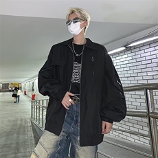 美式不规则夹克外套男秋冬款拉链装饰袢宽松港风潮炸街JK752/P68，男装夹克，星座506