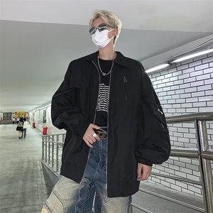 美式不规则夹克外套男秋冬款拉链装饰袢宽松港风潮炸街JK752/P68图片