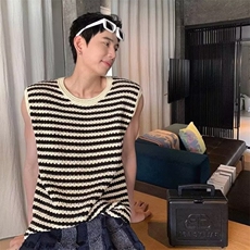百搭时尚新款高街黑白条纹镂空坎肩马甲男女潮流A579-P30，男装背心/马甲，星座208-5