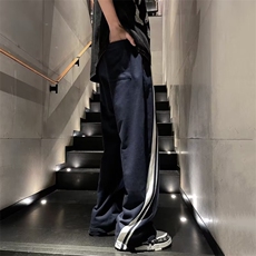 长裤宽松型春秋潮流时尚潮牌新款条纹青春流行男潮休闲裤运动裤，男装休闲裤，四季星座218-1