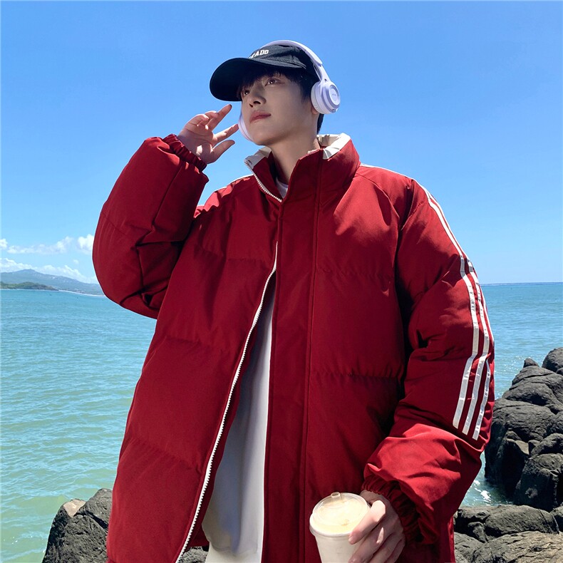 ！冬季条纹五防立领加绒加厚棉衣情侣撞色棉服外套MY7777-p68,男装棉衣,星座610B-1