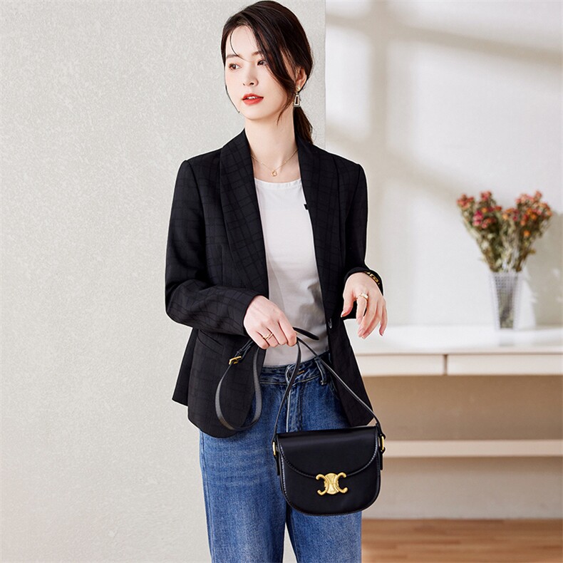 2025春秋新款小香风西装外套女短款修身收腰气质短外套,女装西装,婵米儿