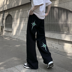 潮北极星印花牛仔裤男女高街街头嘻哈长裤insN0706-P35，男装牛仔裤，星座308B-1