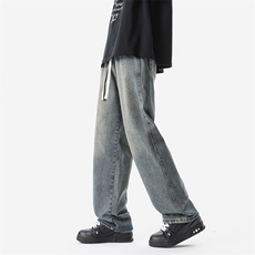 8XL-M牛仔裤美式潮牌复古水洗做旧特大码直筒宽松长裤NZ9009/P58，男装牛仔裤，电商B238