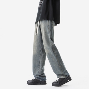 8XL-M牛仔裤美式潮牌复古水洗做旧特大码直筒宽松长裤NZ9009/P58图片