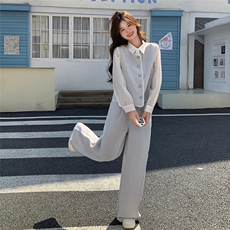 蕾丝拼接时尚百搭马甲阔腿裤套装女夏季新款T恤三件套ootd穿搭潮，女装套装/套裙，秋水欣儿