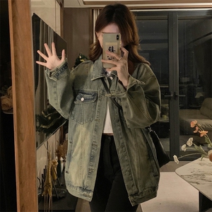 美式高街复古宽松水洗做旧牛仔外套女2025春秋新款 C618-88图片