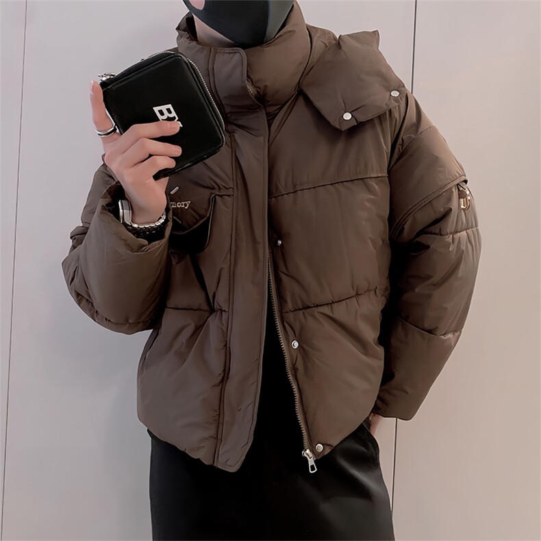 B23/P108控148冬季复古美拉德色系刺绣字母连帽棉衣外套男咖首1,男装棉衣,星座305B
