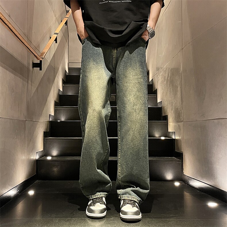 美式潮流高街复古宽松水洗牛仔裤KN01P50,男装牛仔裤,电商D325