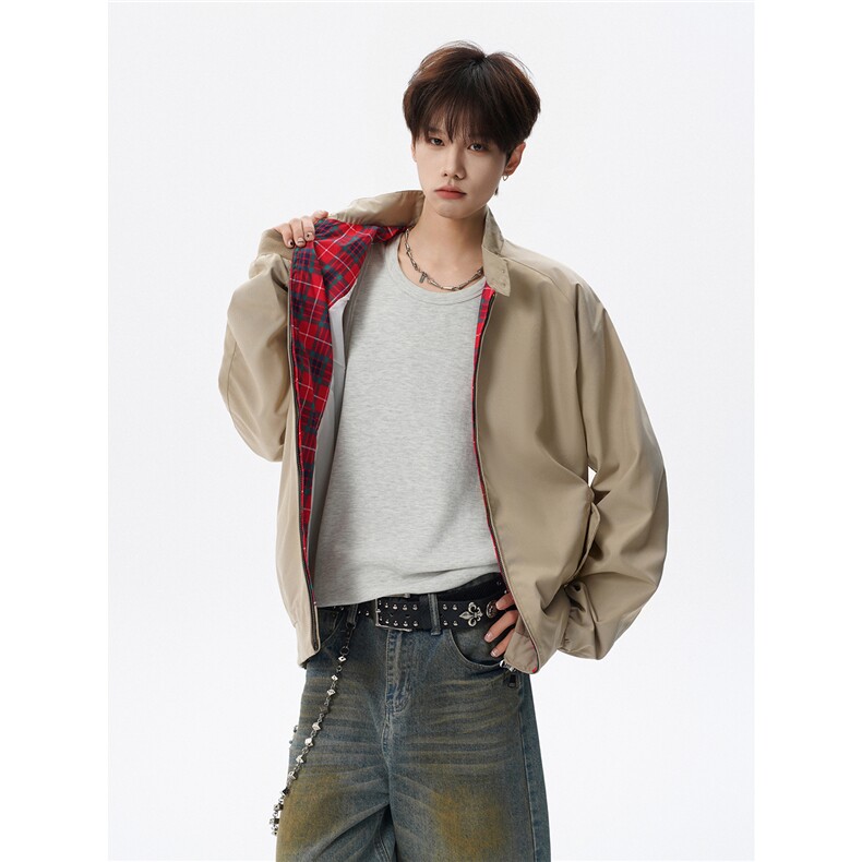 美式复古棒球服外套男春秋季潮牌拉链立领夹克宽松上衣服JK005,男装夹克,电商B312