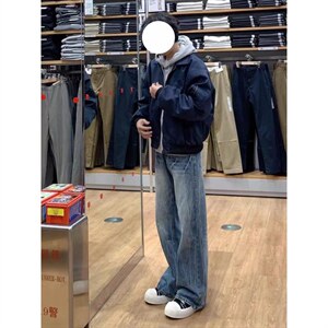 美式高街复古老钱风薄款夹克冲锋衣男女纯色休闲宽松boxy飞行外套图片