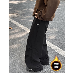 K858-加绒P65常规P45  男宽松直筒休闲裤加绒加厚百搭休闲阔腿裤图片