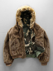网图潮牌美式潮迷彩棉服冬季座山雕夹克保暖宽松外套，男装夹克，电商C307