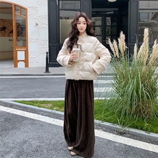 新中式重工串珠拼毛短款羽绒服90白鸭绒2C323-8877-310，女装羽绒服，2C323