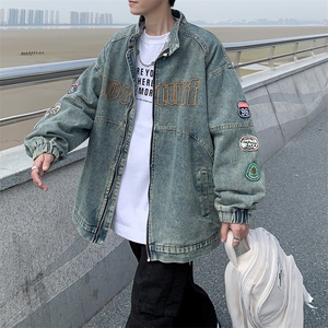 美式复古牛仔外套男设计感高街水洗夹克JK07-P70图片