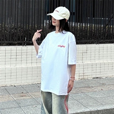 万针全刺绣工艺抖音得物高品质260克重磅纯棉双纱美式高街短袖T恤，男装T恤，电商A486-1
