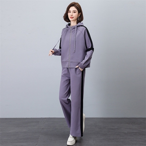 休闲套装女2025春秋新款小个子妈妈宽松卫衣洋气减龄两件套运动服图片