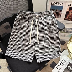 千鸟格短裤男夏宽松五分裤轻奢潮牌休闲裤男士运动短裤K6437-P32，男装牛仔裤，星座412-2