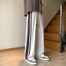 2026夏季新款条纹针织运动休闲垂感冰丝裤男拖地直筒裤3630-P48，男装休闲裤，电商C305A