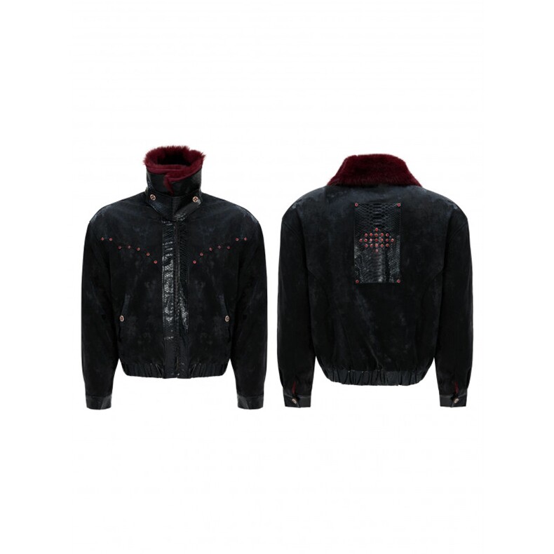 网图黑红伯爵双面穿座山雕加绒加厚仿貂毛棉服外套mj1110-p218,男装棉衣,电商B288