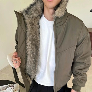 203-6 FM78 P93 ～座山雕 毛领棉衣外套男宽松飞行棉服图片