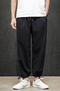 2021秋新马切达风亚麻日系大码男冰丝棉麻九分休闲裤K2091P35图片