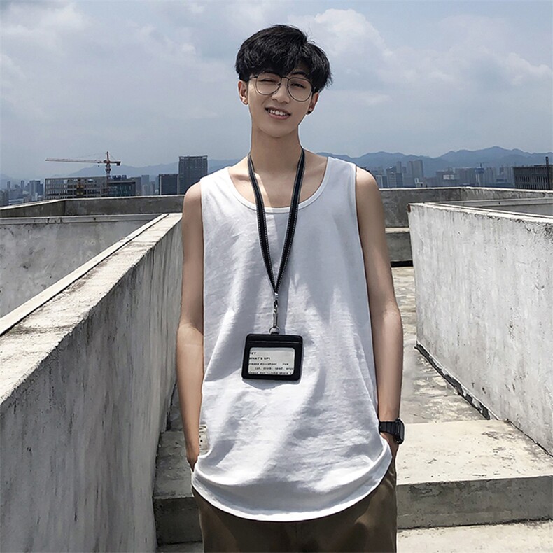 简约纯色运动无袖背心男宽松街头风百搭薄款T恤上衣B764-特价P18,男装背心/马甲,电商A007